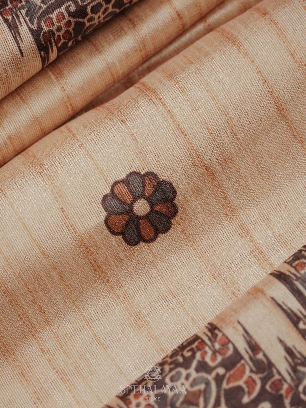 Beige Tussar Saree