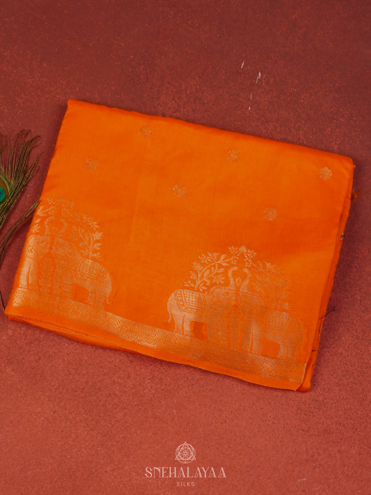 Orange Banaras Silk Saree