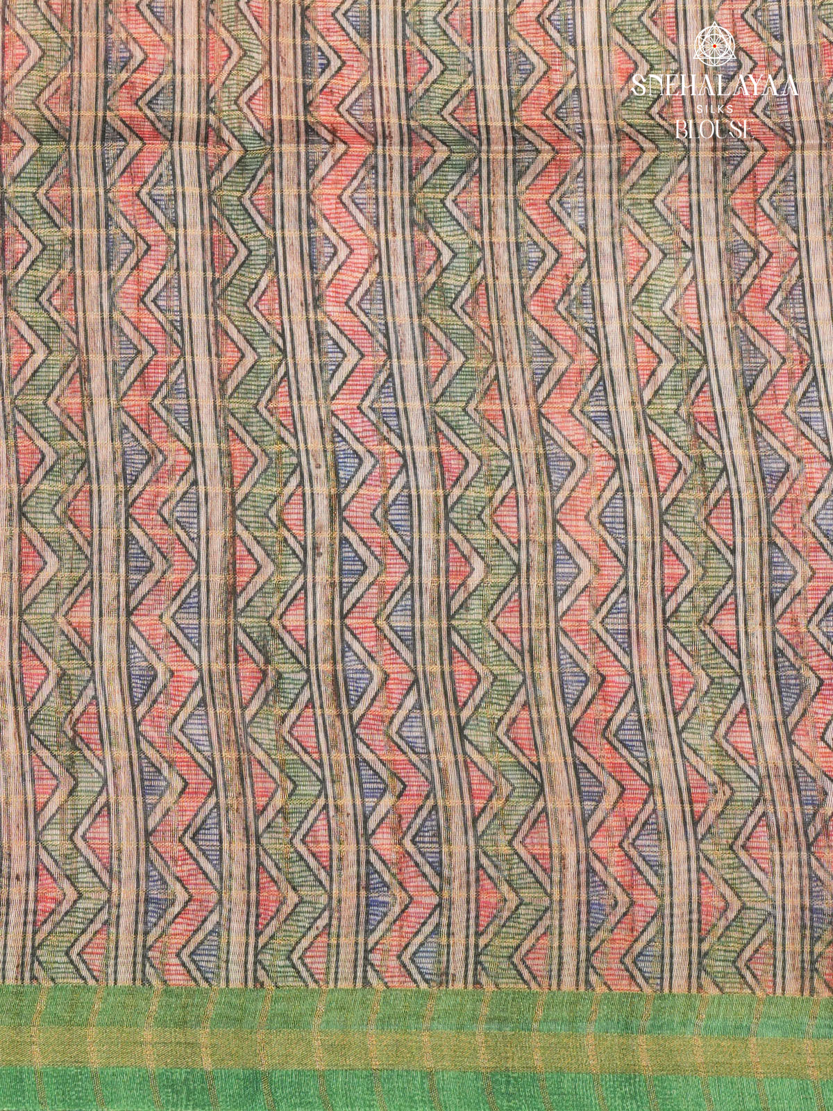 Leaf Green Madhubani Printed Saree