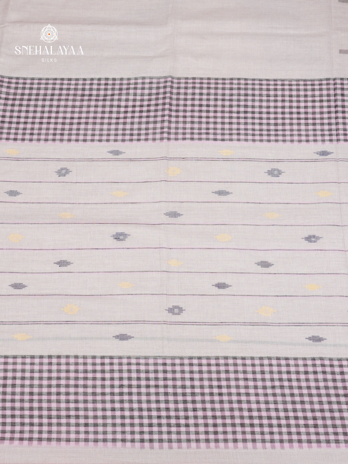 Off White Sambalpuri Cotton Saree