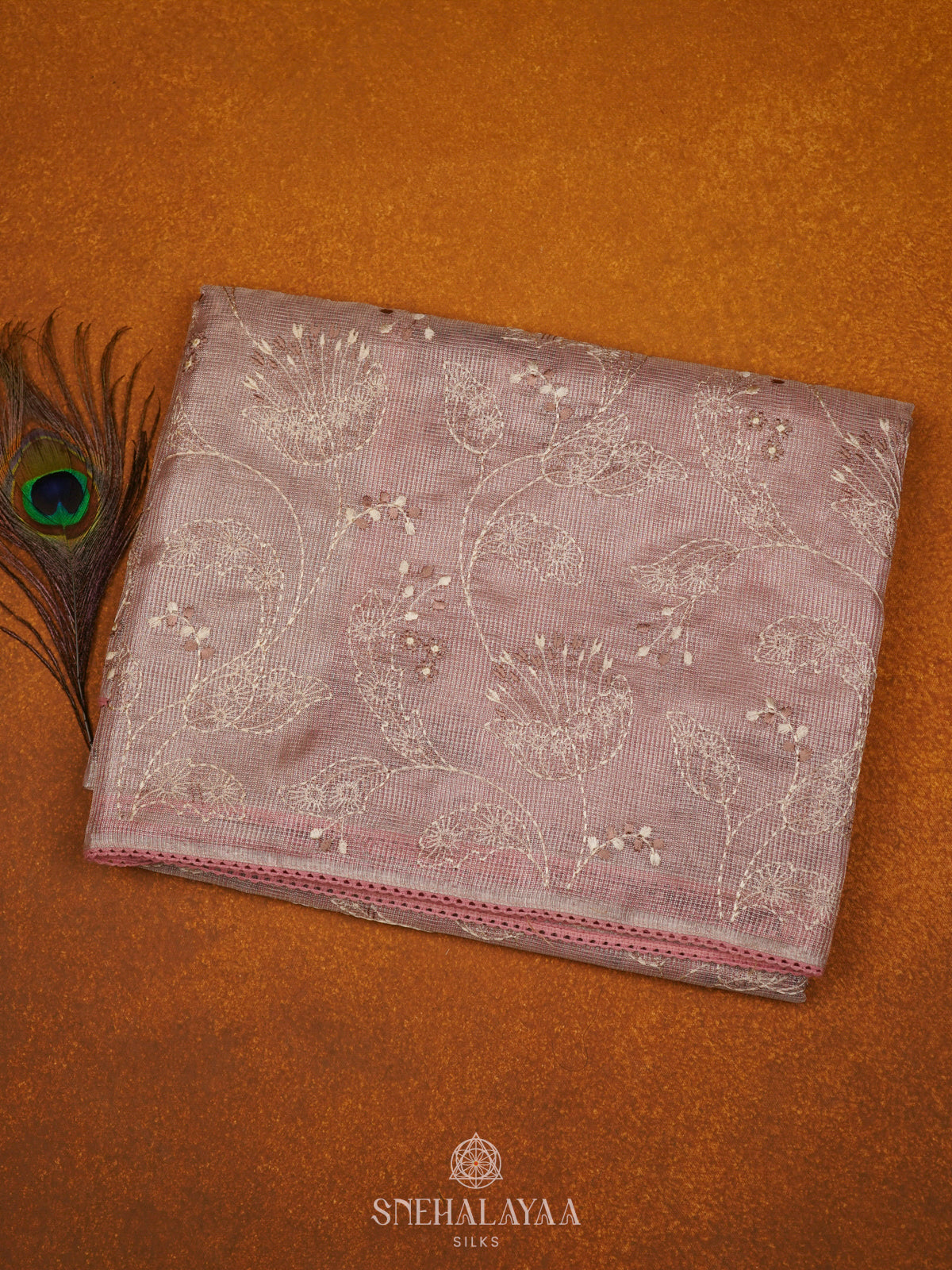 Lavender Kota Tissue Embroidery Saree