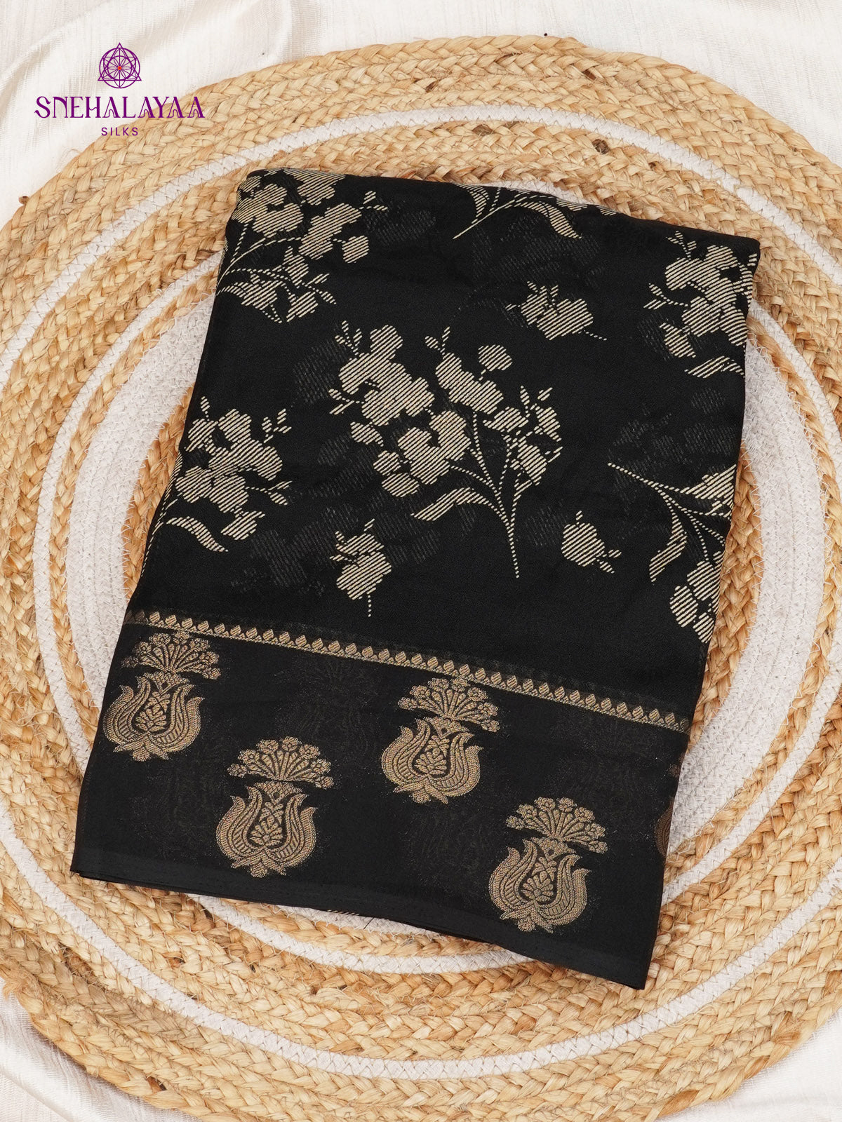 Black Printed Matka Saree