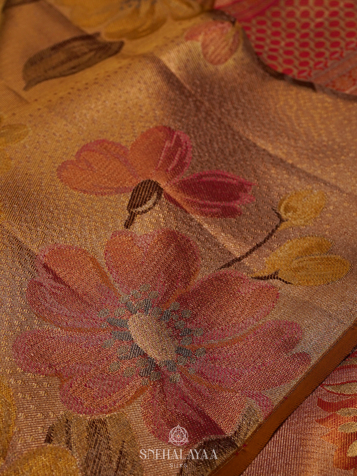 Golden Kanjivaram Silk Saree