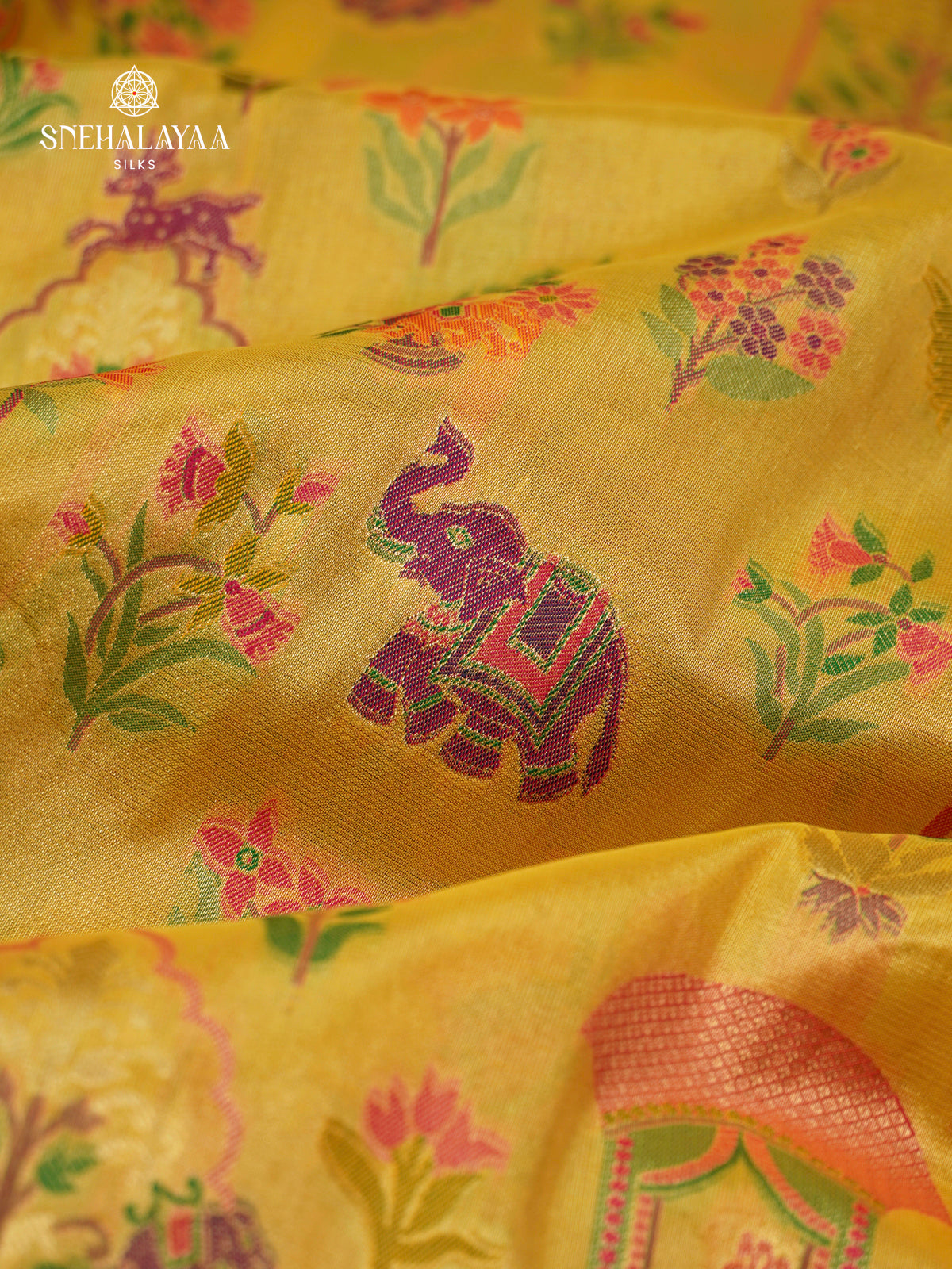 Lemon Yellow Tissue Paithani Saree