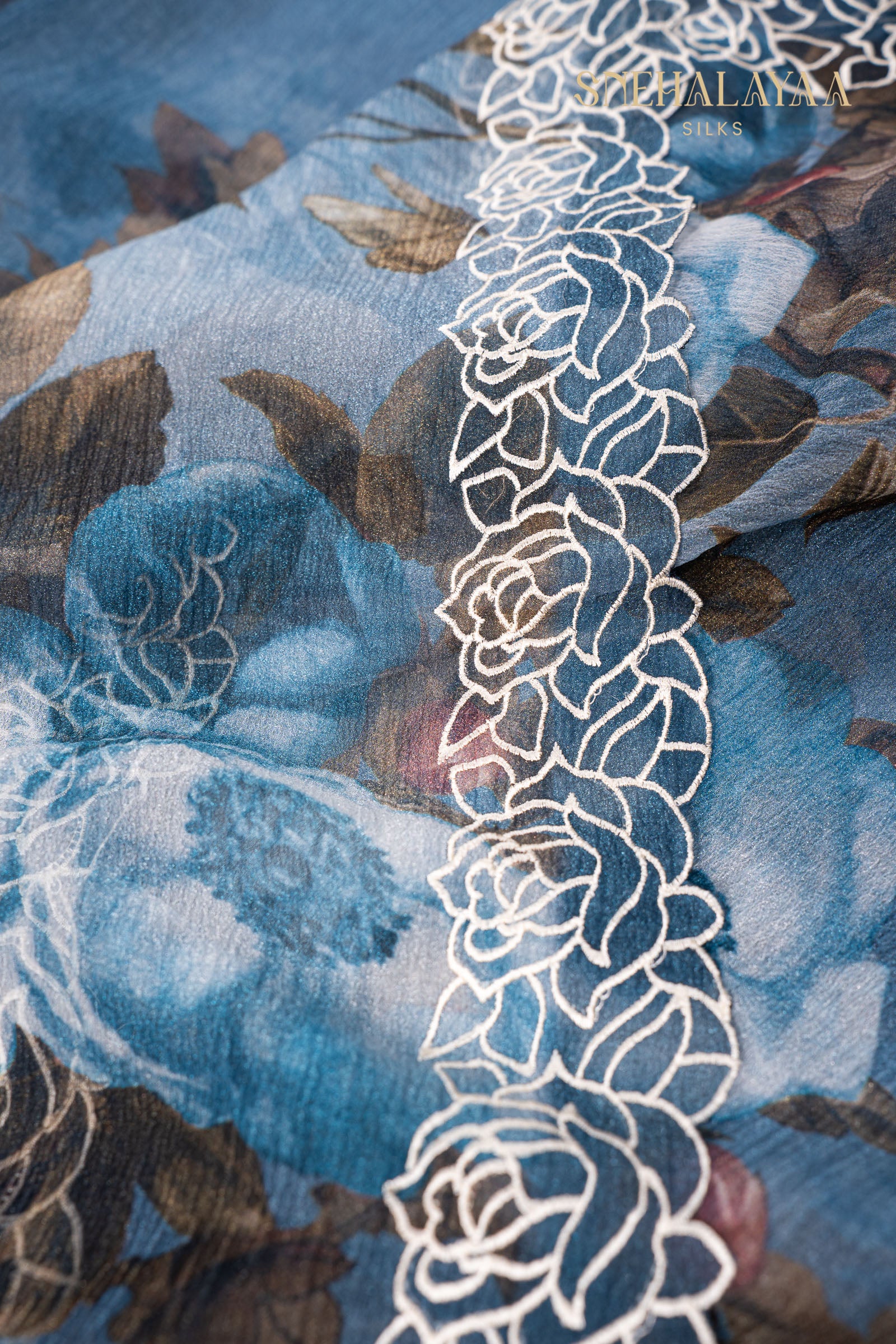 Sapphire Blue Crush Saree