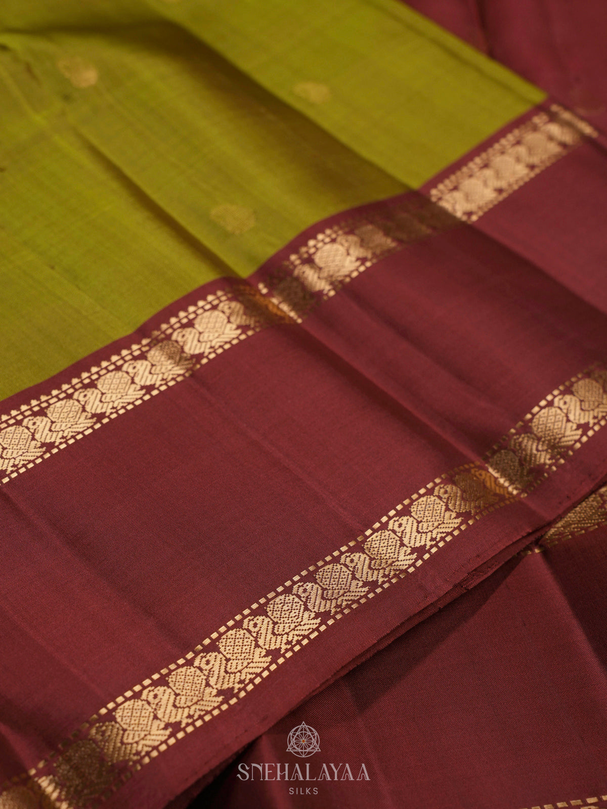 Lime Green Kanjivaram Silk Saree