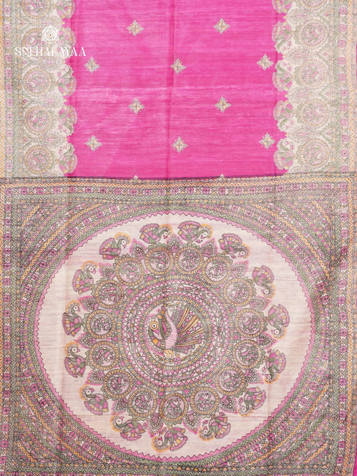 Pink Madhubani Printed Saree