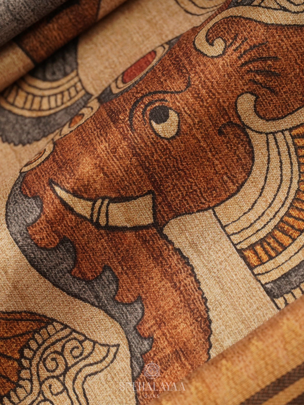 Beige With Kalamkari Tussar Saree