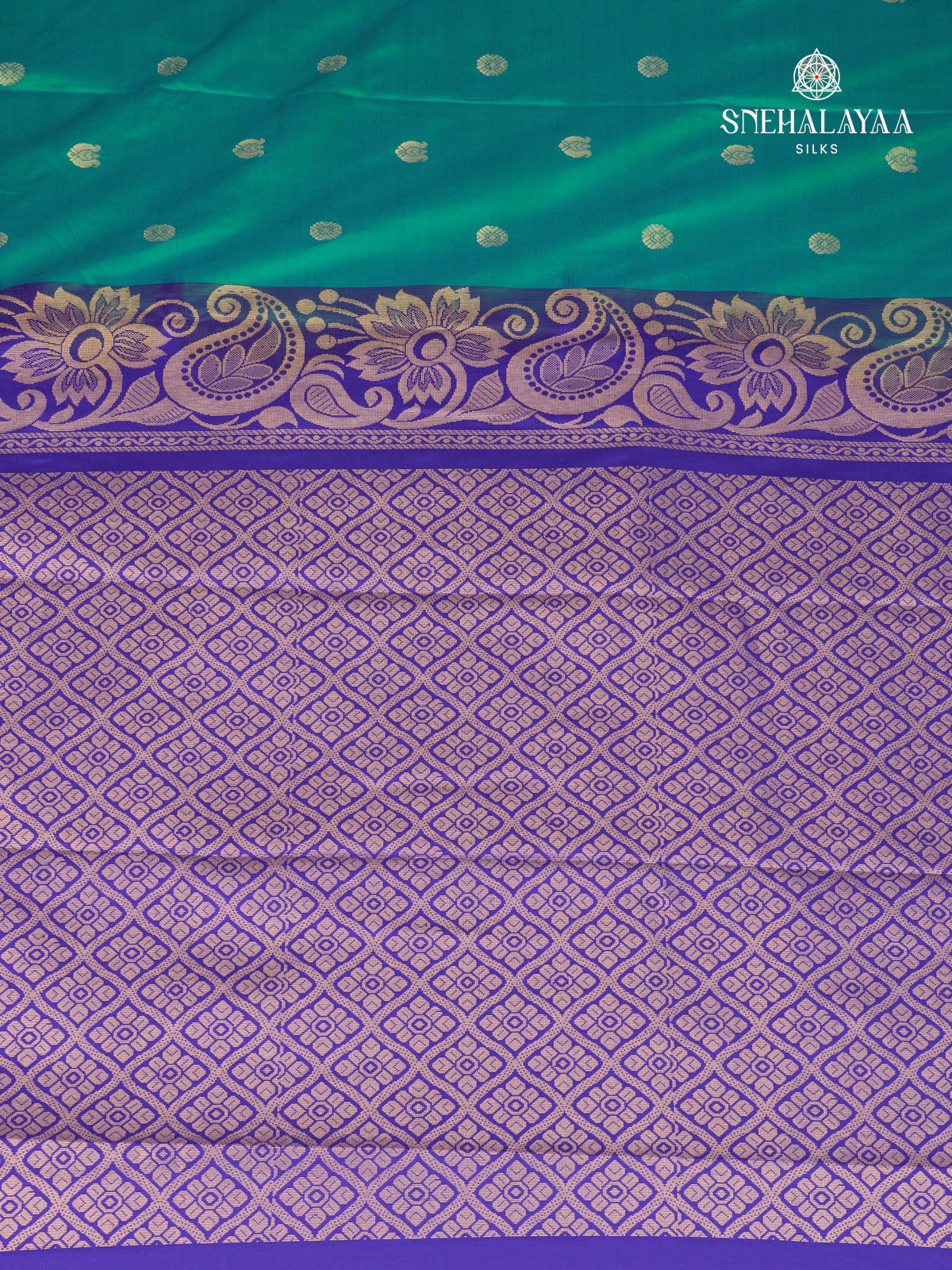 Teal Green Gadwal Silk Saree