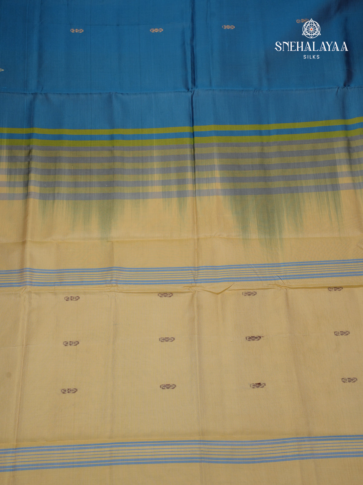 Peacock Blue Banana Pith Saree