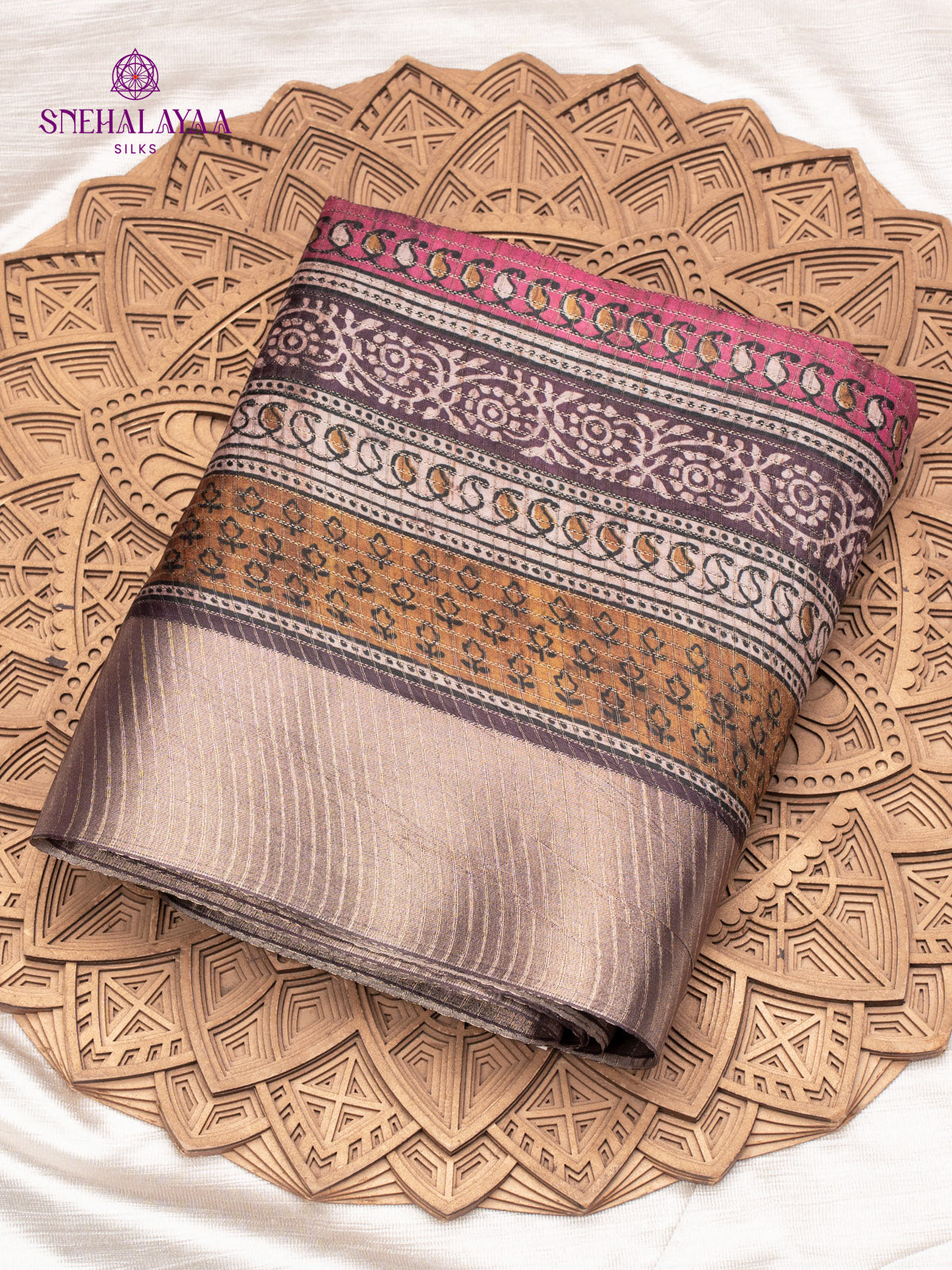 Burgundy Tussar Saree