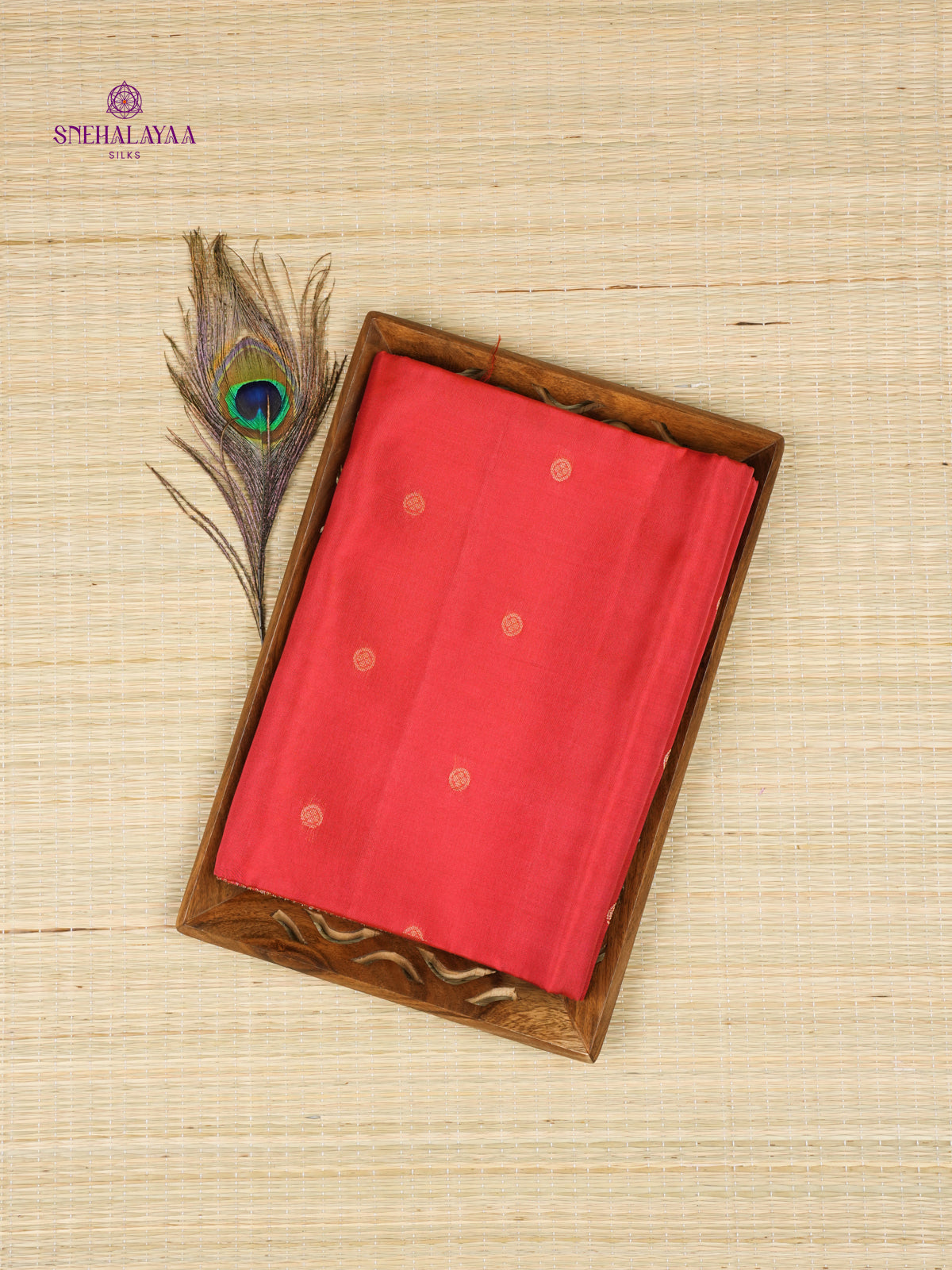 Red Borderless Kanjivaram Soft Silk Saree