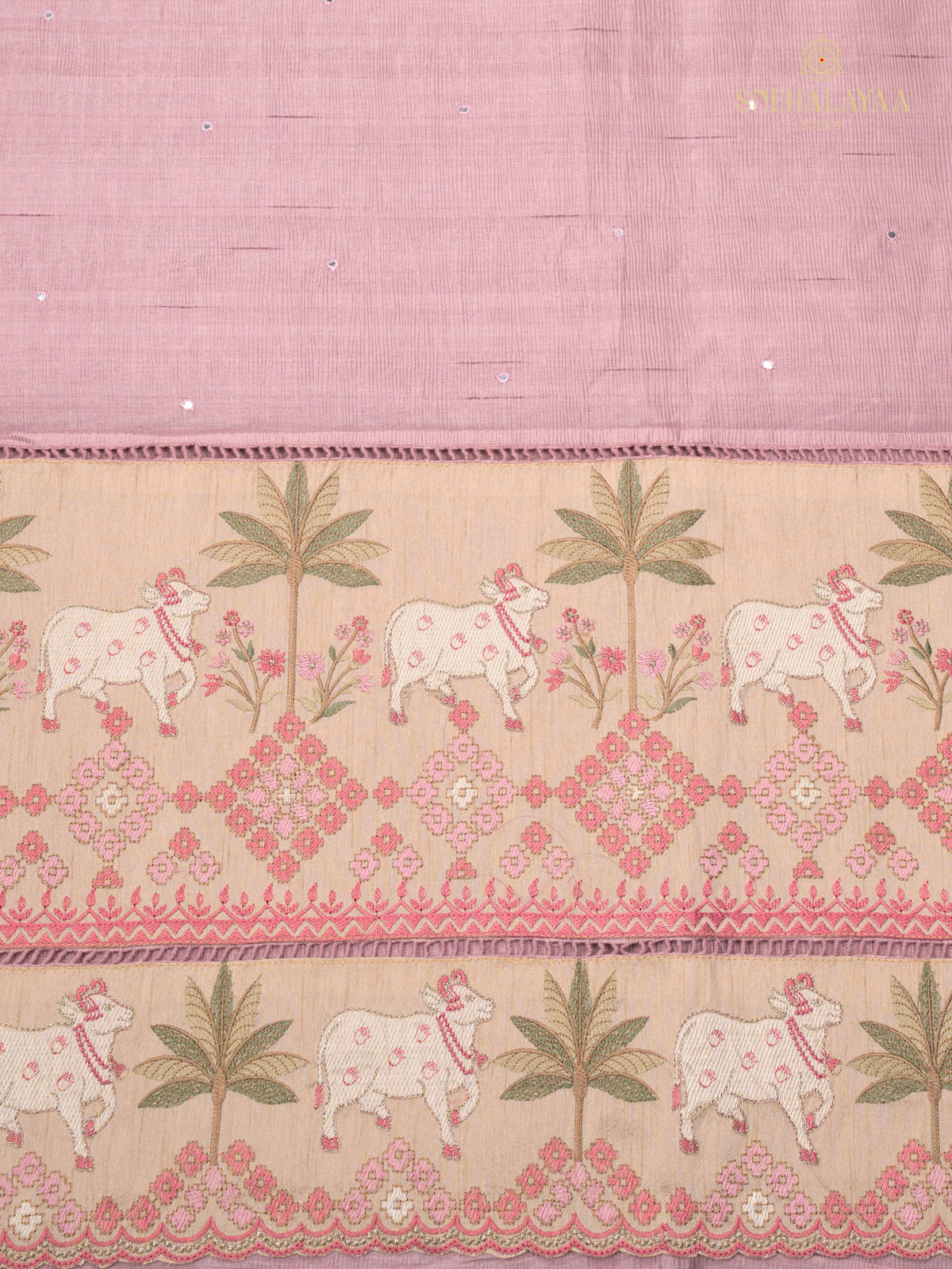 Pink Raw Silk Embroidery Saree