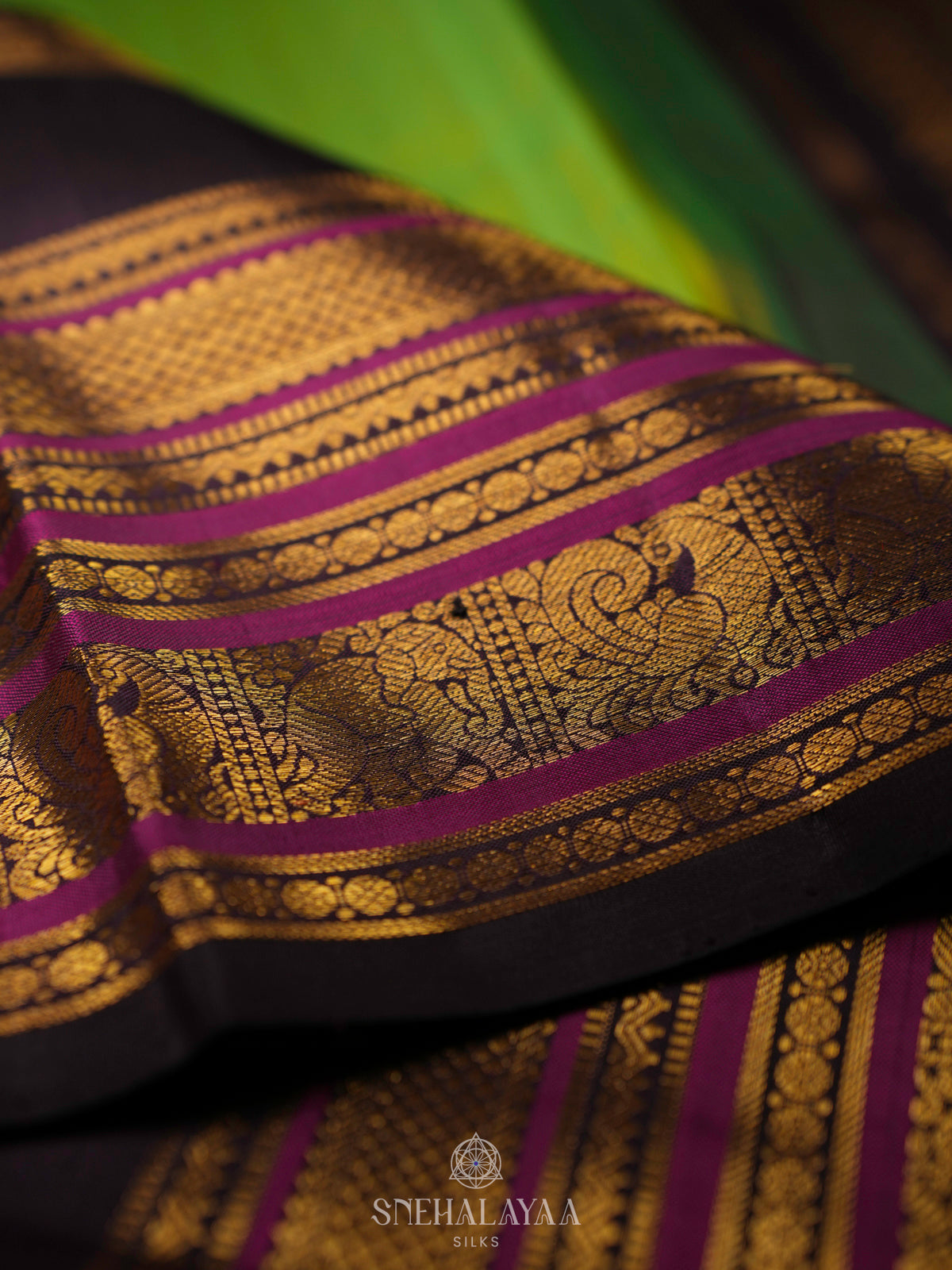 Lime Green Kanjivaram Silk Saree