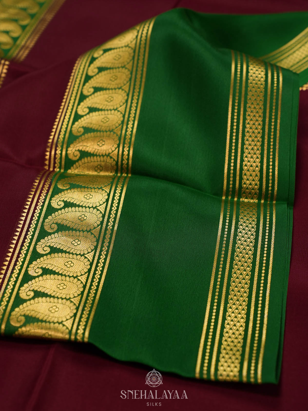 Wine Red Mysore Silk Saree