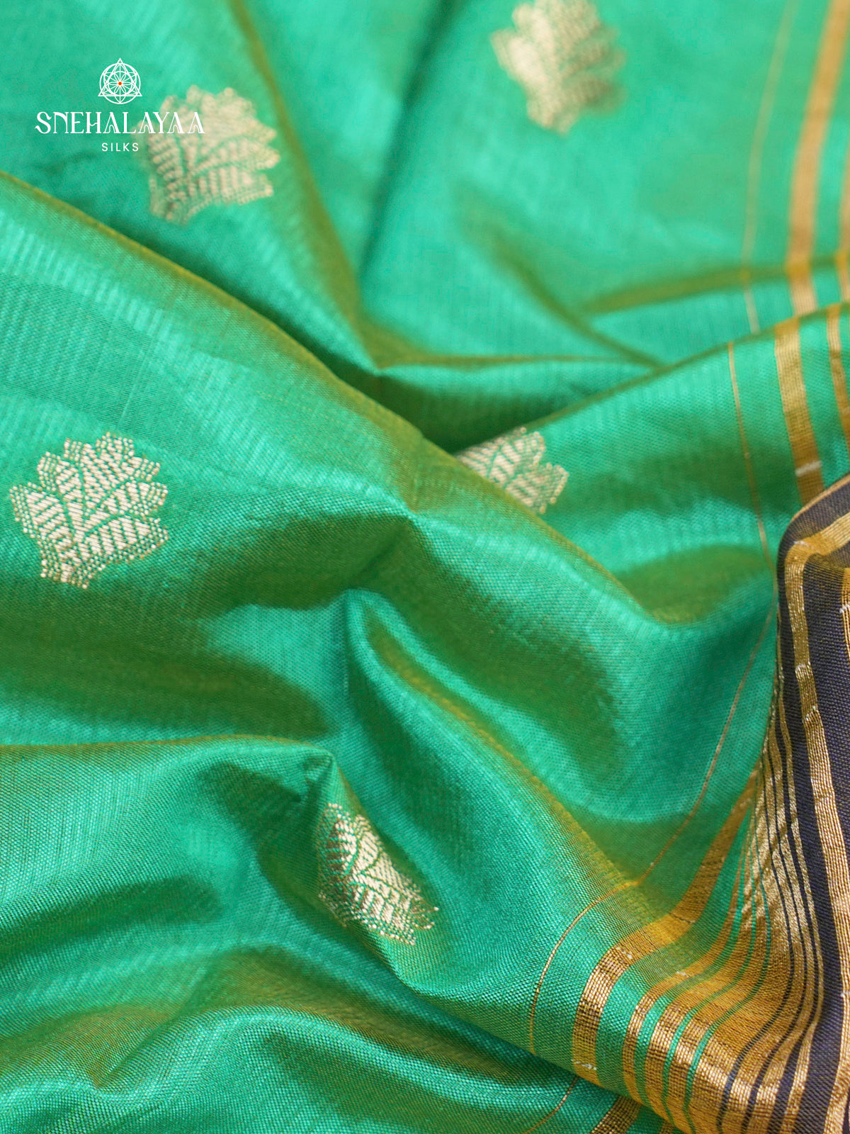 Teal Green Raw Silk Saree