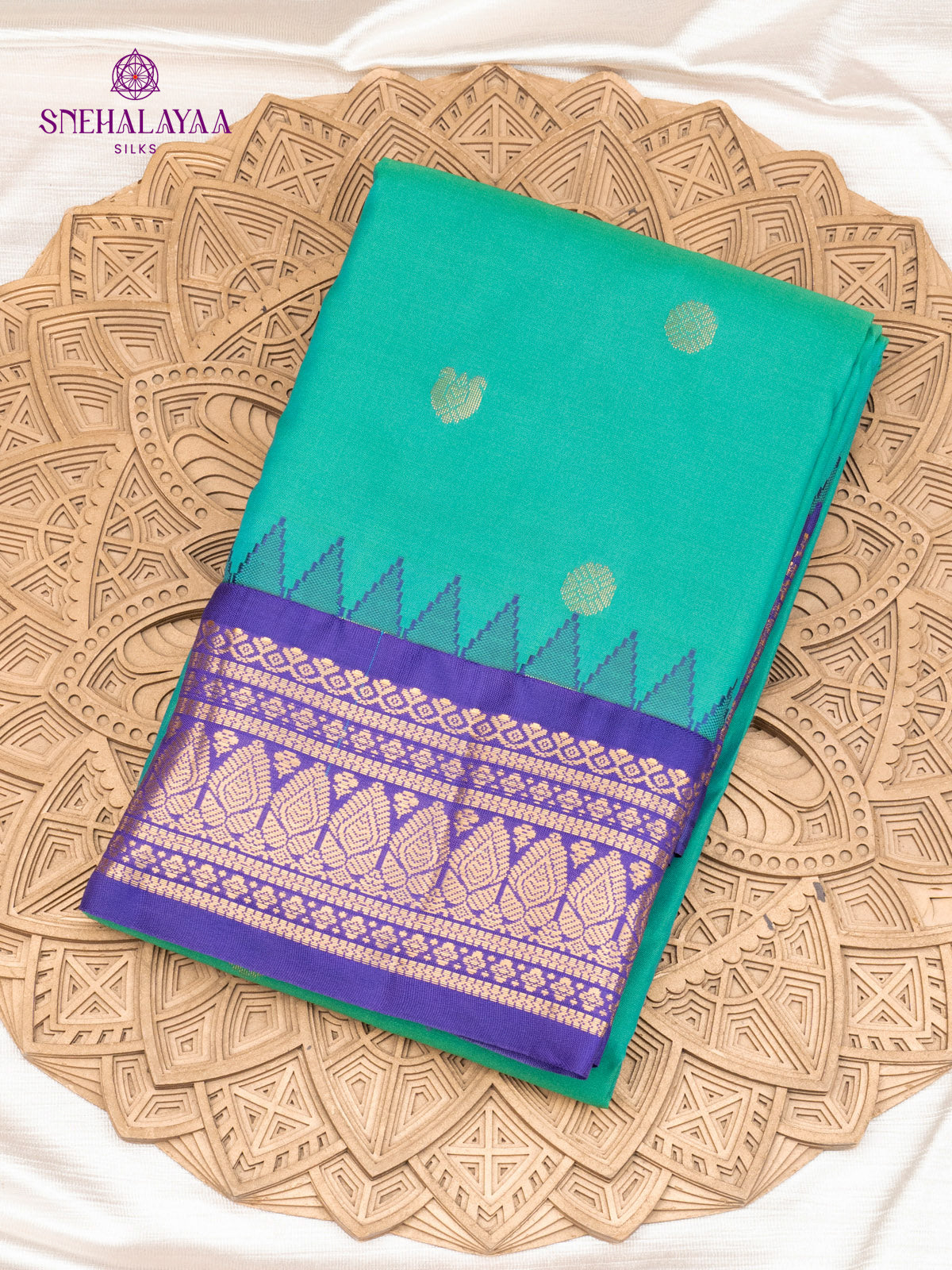Teal Blue Gadwal Silk Saree