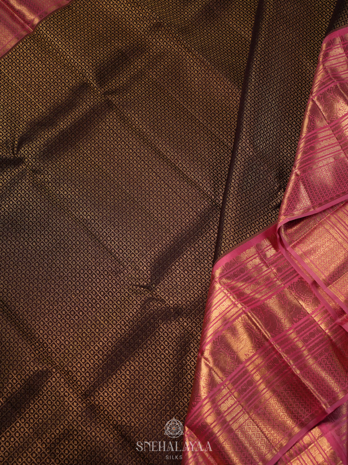 Chocolate Brown Kanjivaram Silk Saree