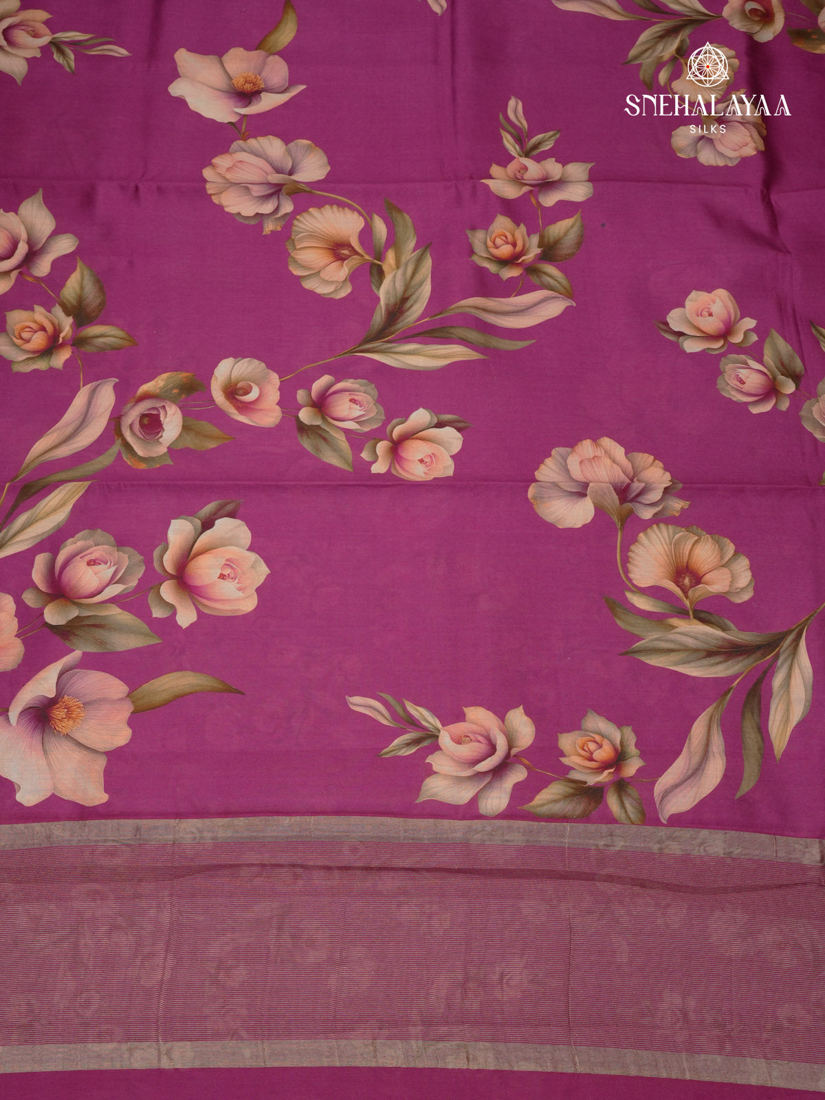 Magenta Chiniya Silk Saree
