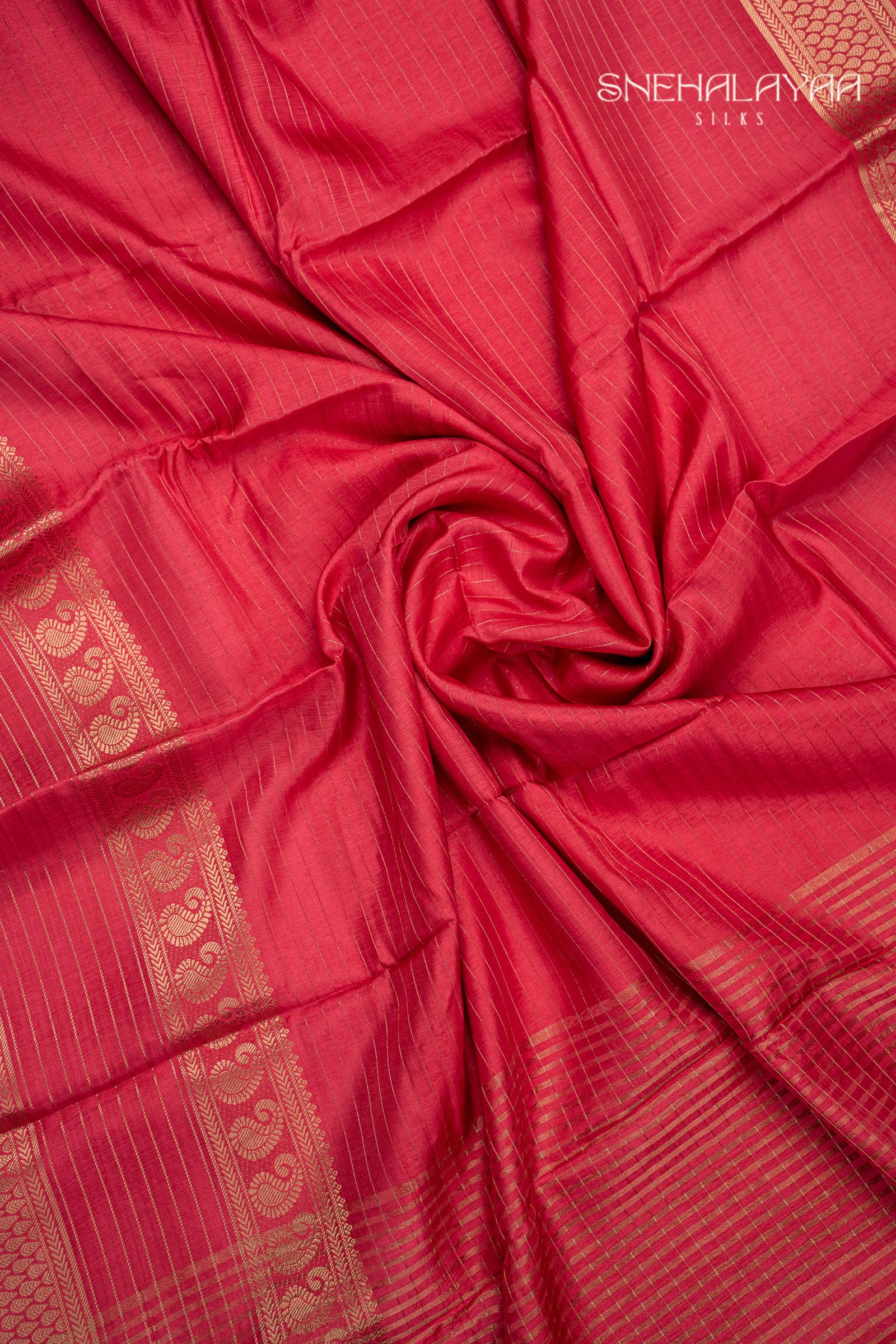 Strawberry Pink Chinon Silk Saree