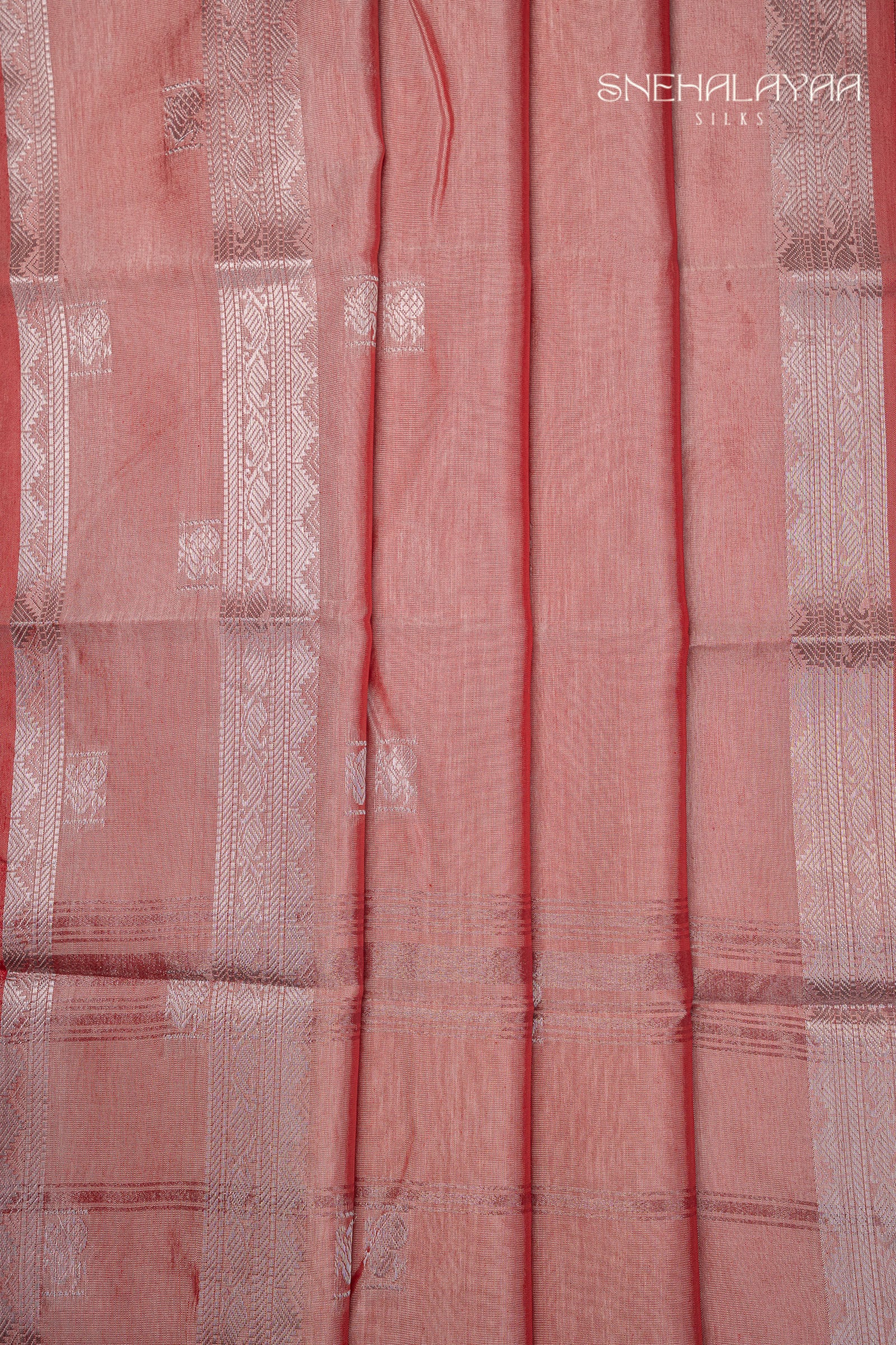 Strawberry Pink Mangalgiri Silk Saree