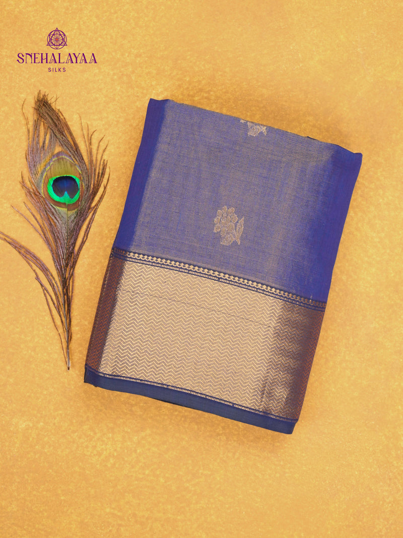Blue Maheshwari Silk Cotton Saree