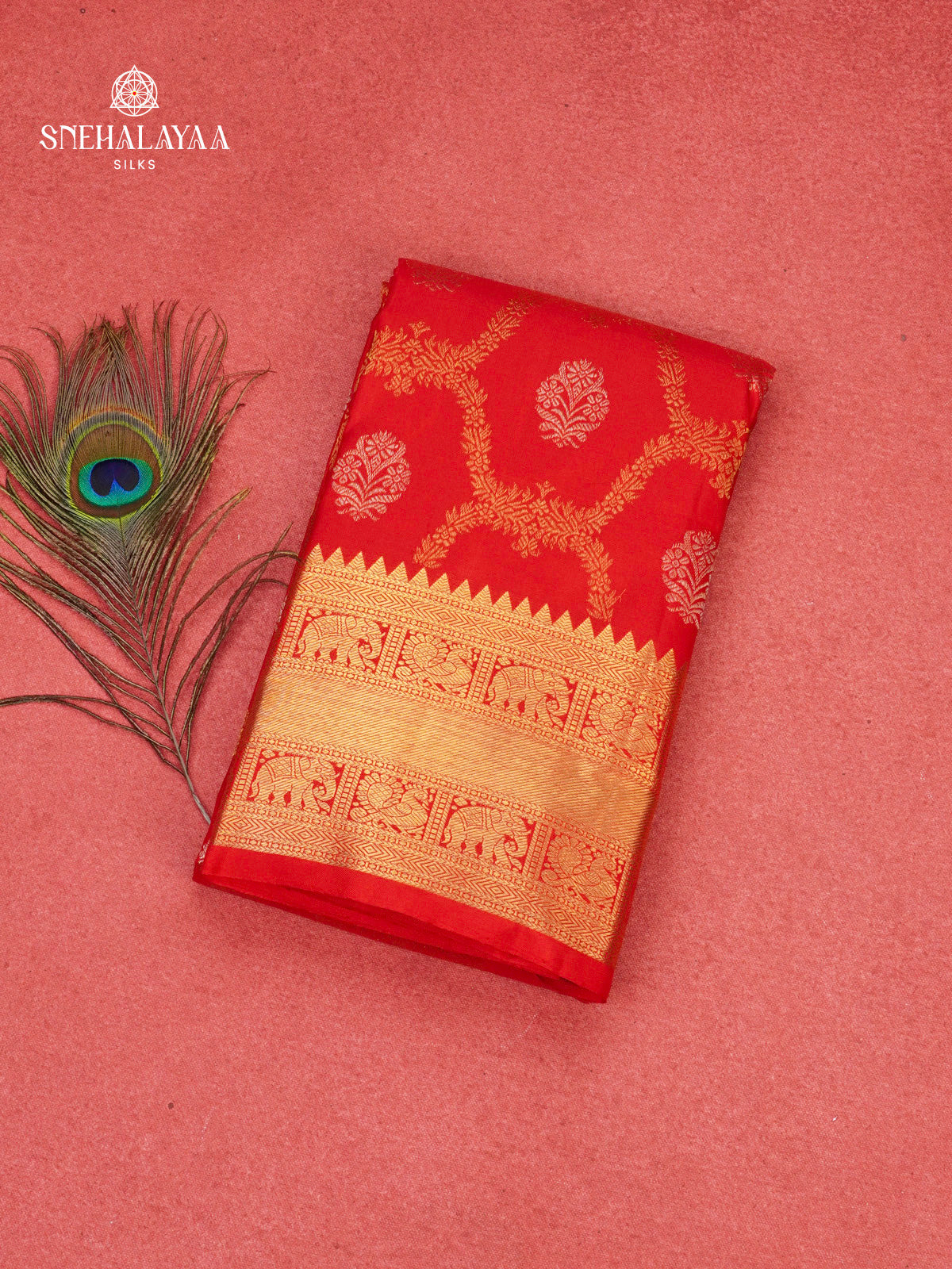 Rust Orange Kanjivaram Silk Saree
