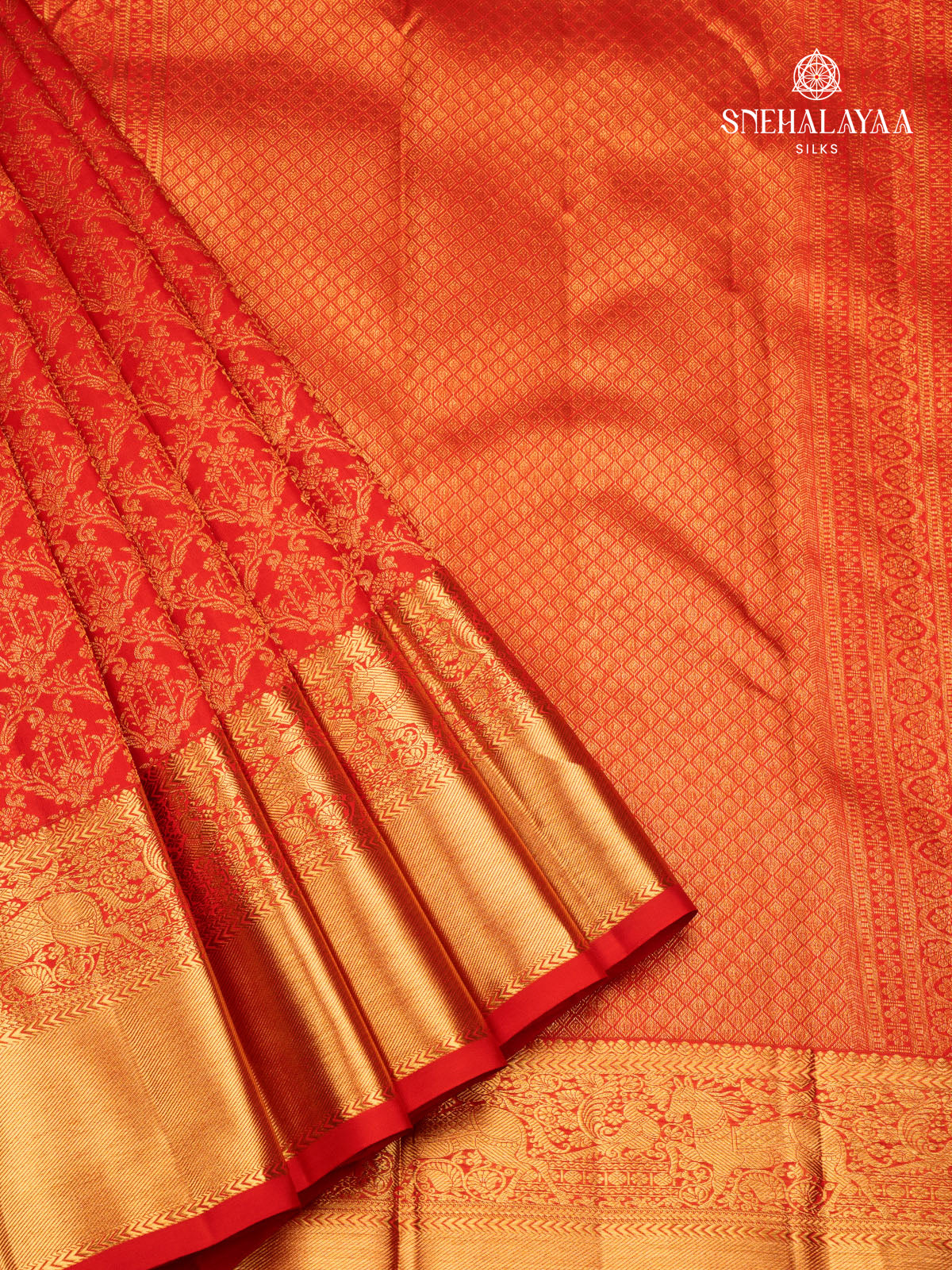 Rust Orange Kanjivaram Silk Saree