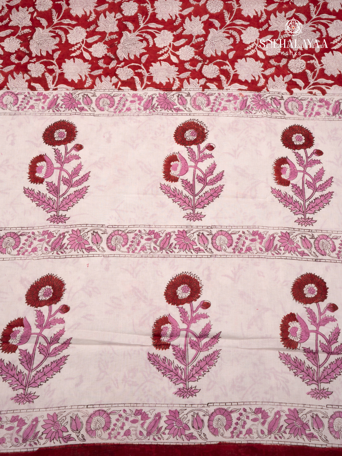 Red Jaipur Cotton Saree