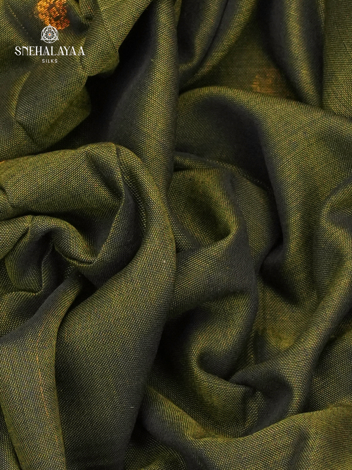 Olive Green Narayanpet Cotton Saree