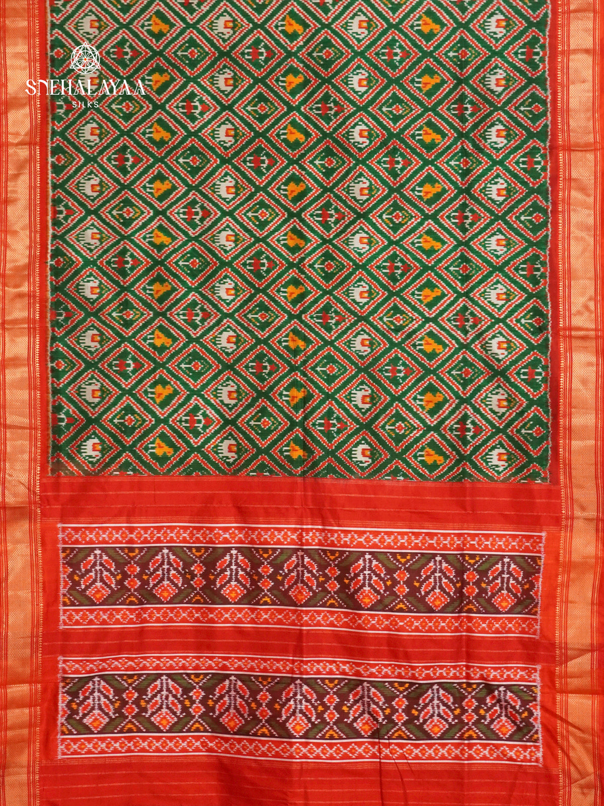 Emerald Green Ikat Saree