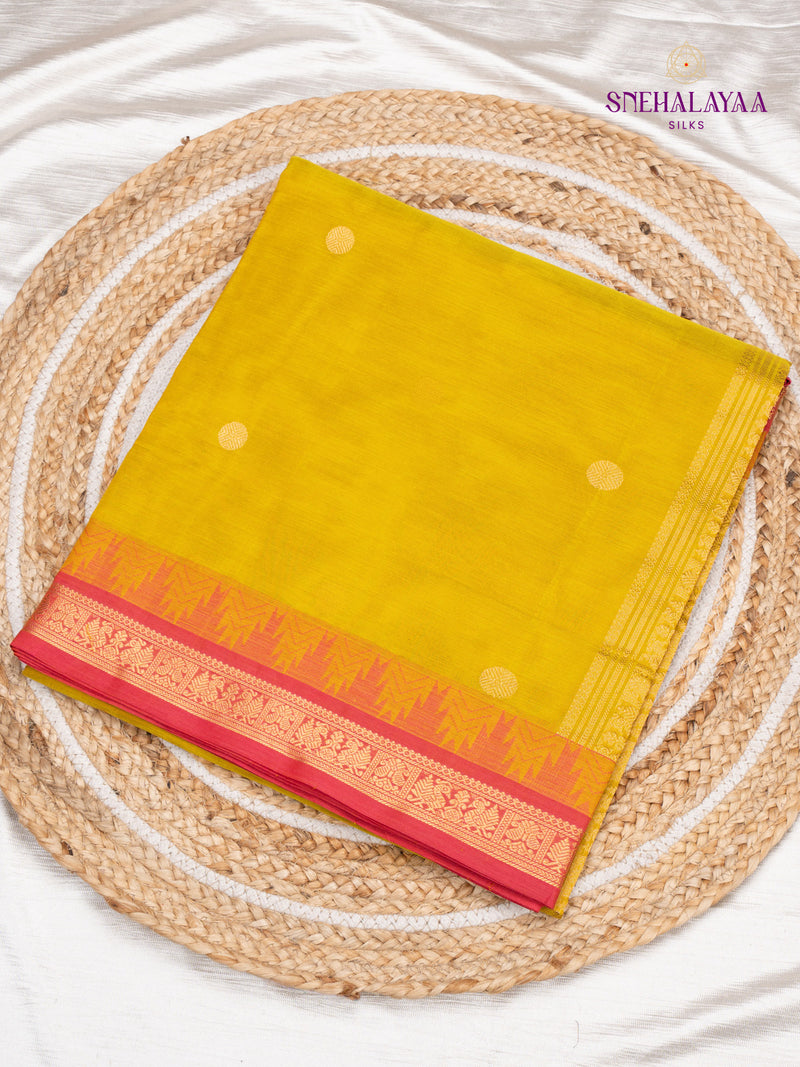 Yellow Kanchi Silk Cotton Saree