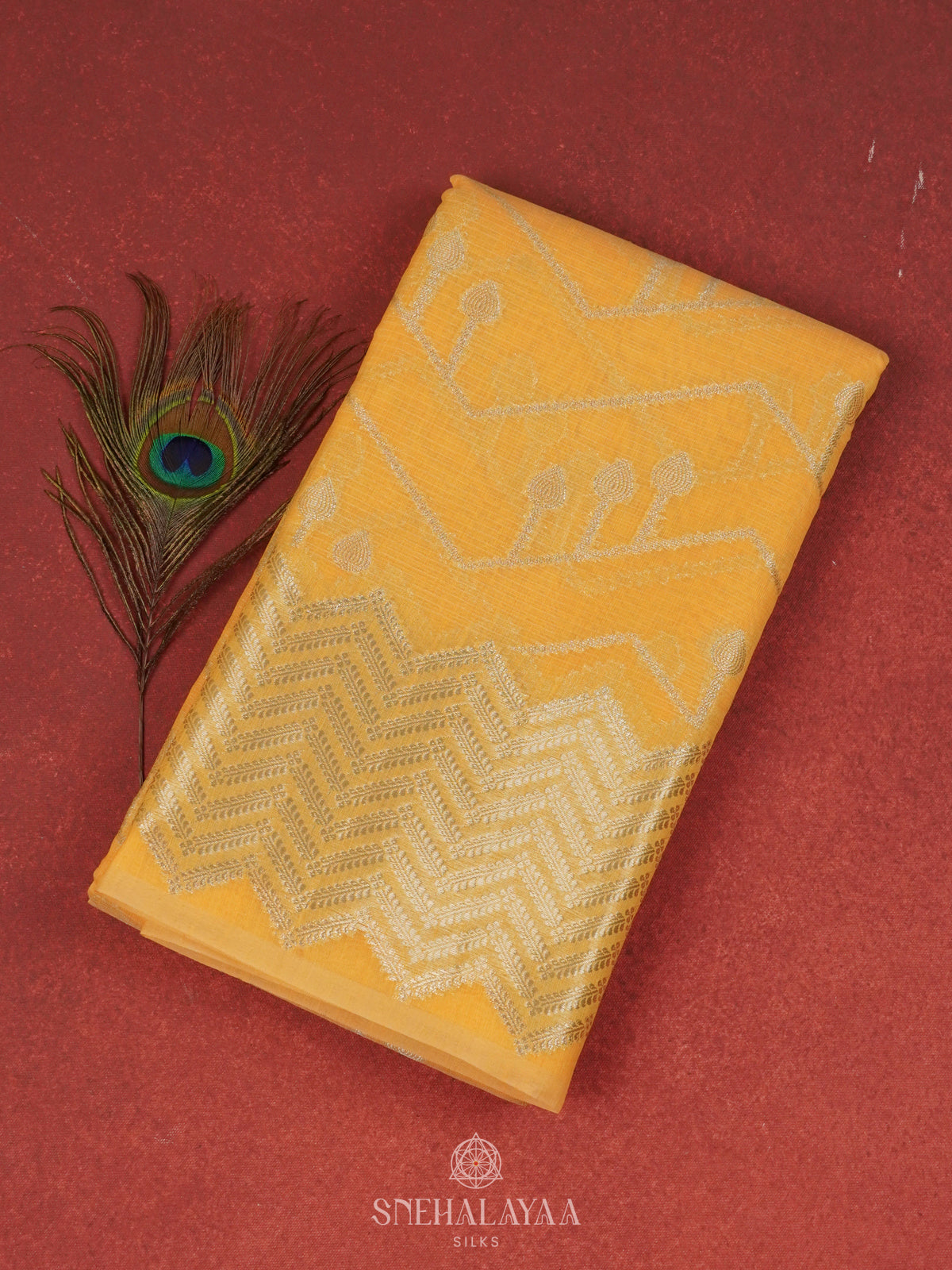 Yellow Banaras Linen Saree