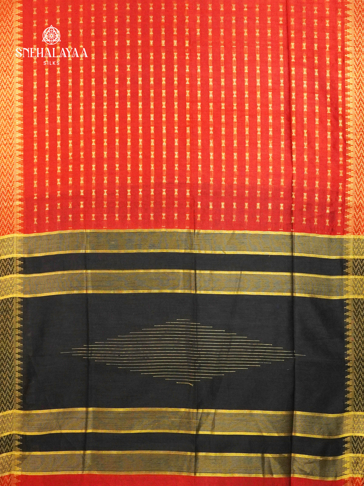 Rust Orange Bamboo Silk Saree