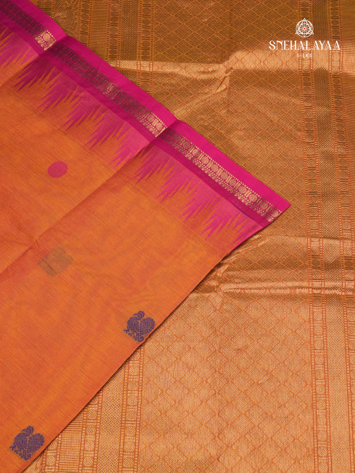 Orange Kanchi Cotton Saree