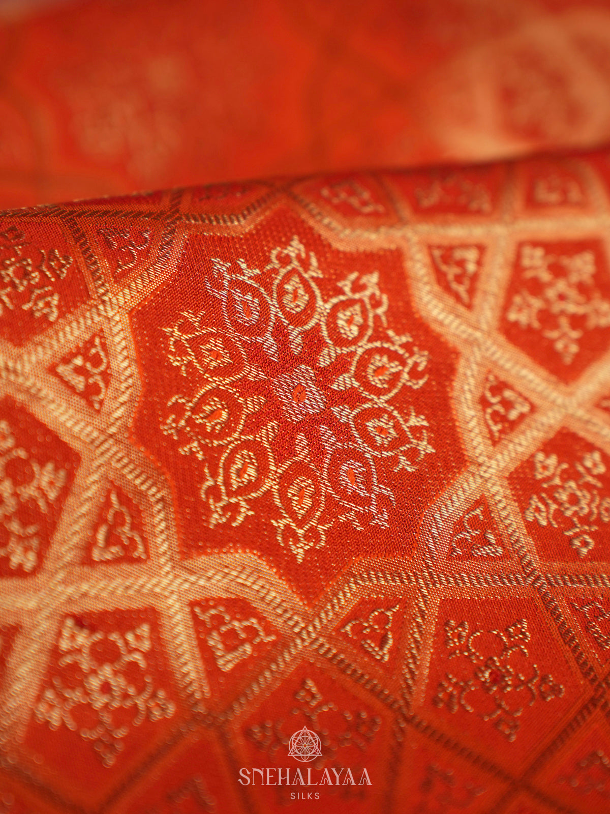 Rust Orange Kanjivaram Silk Saree