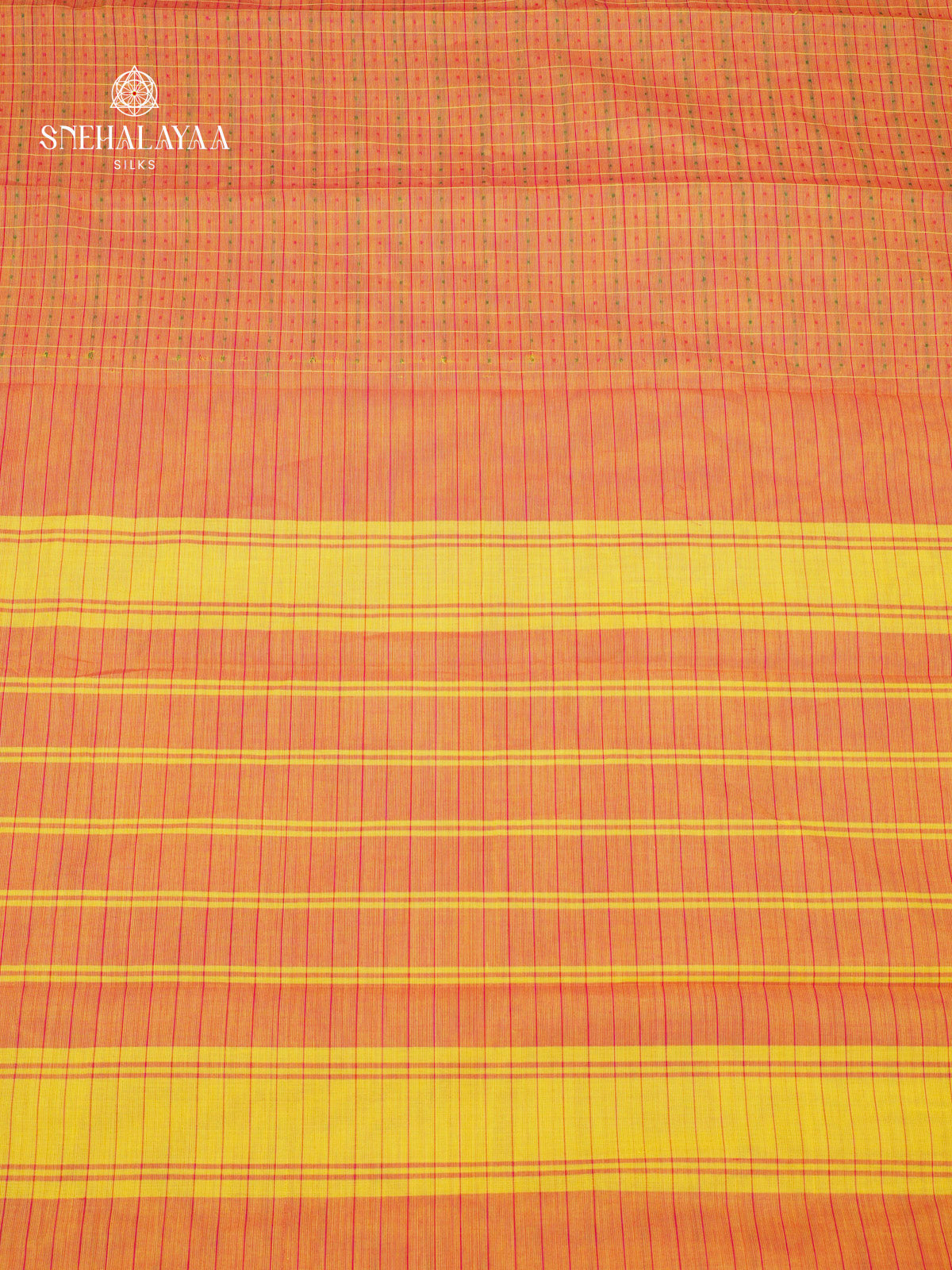 Mustard Checked Chettinad Cotton Saree