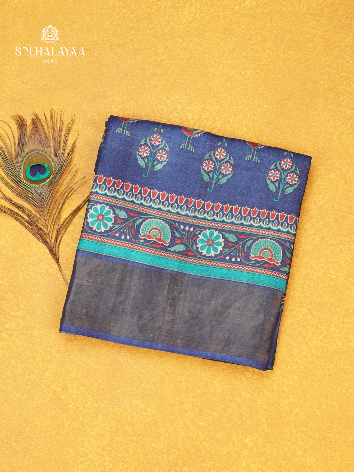 Blue Tussar Saree