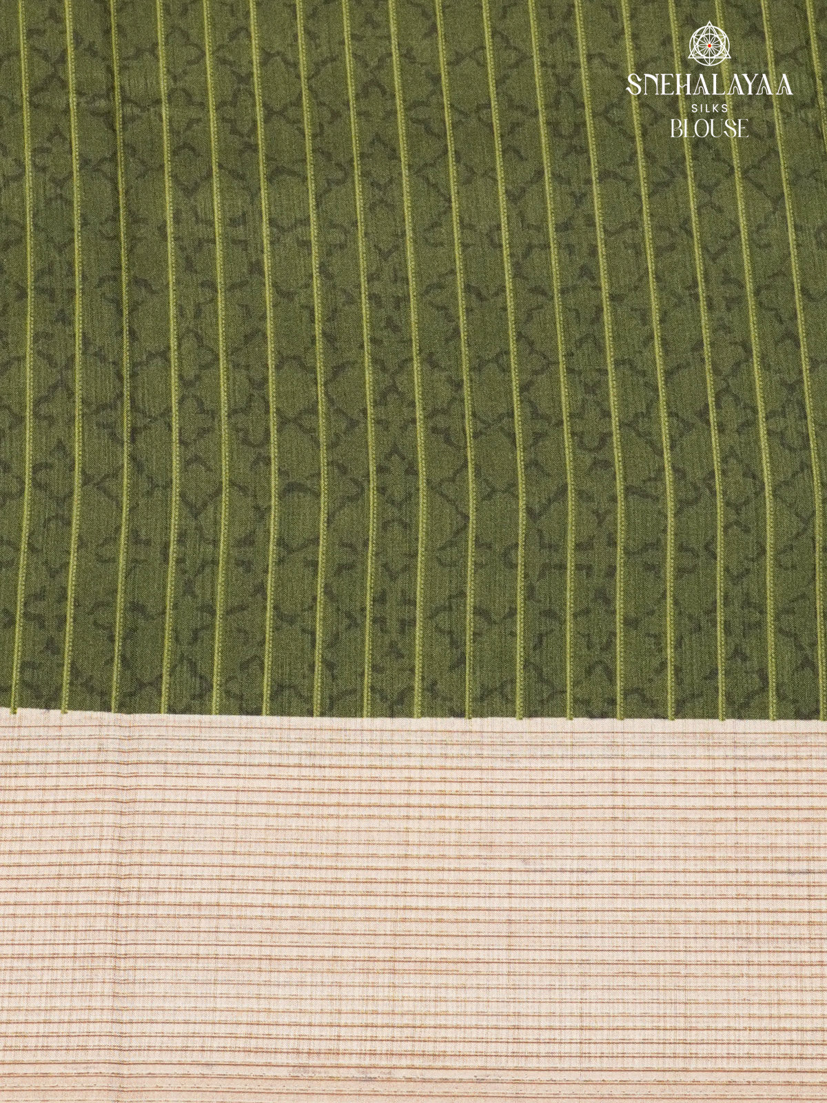 Olive Green Printed Tussar Saree