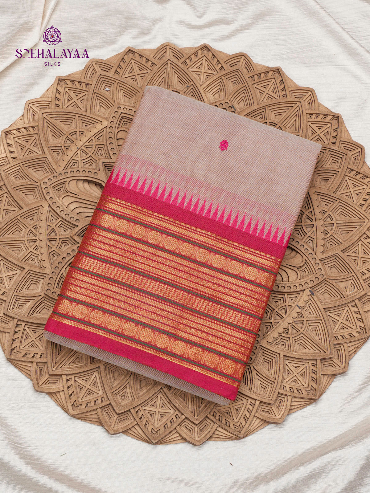 Beige Chettinad Cotton Saree