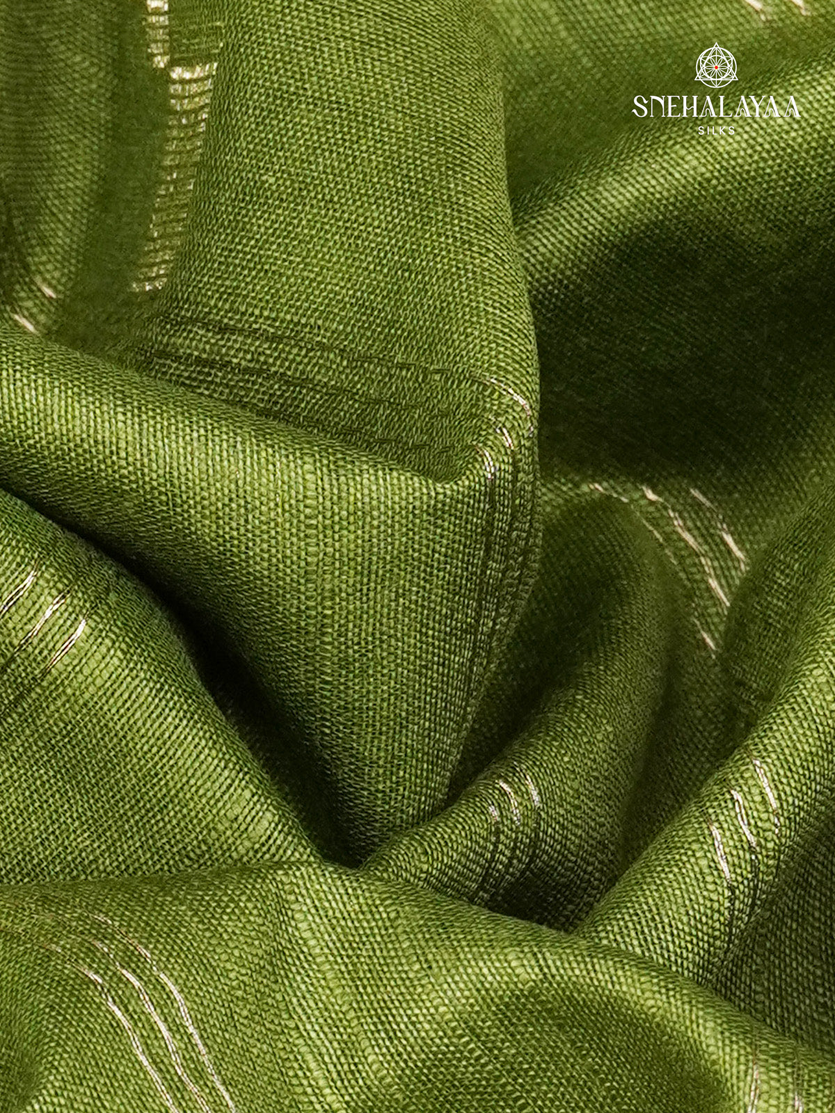 Olive Green Bamboo Silk Saree