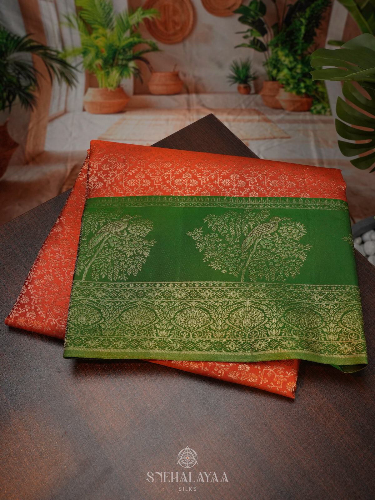 Orange Kanjivaram Silk Saree