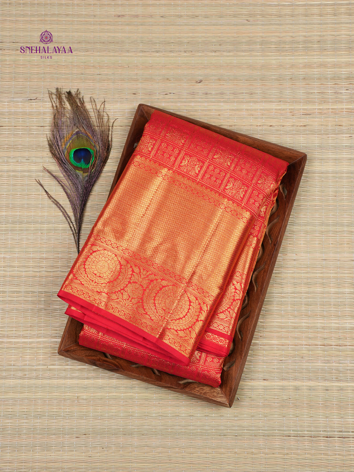 Rust Orange Kanjivaram Silk Saree