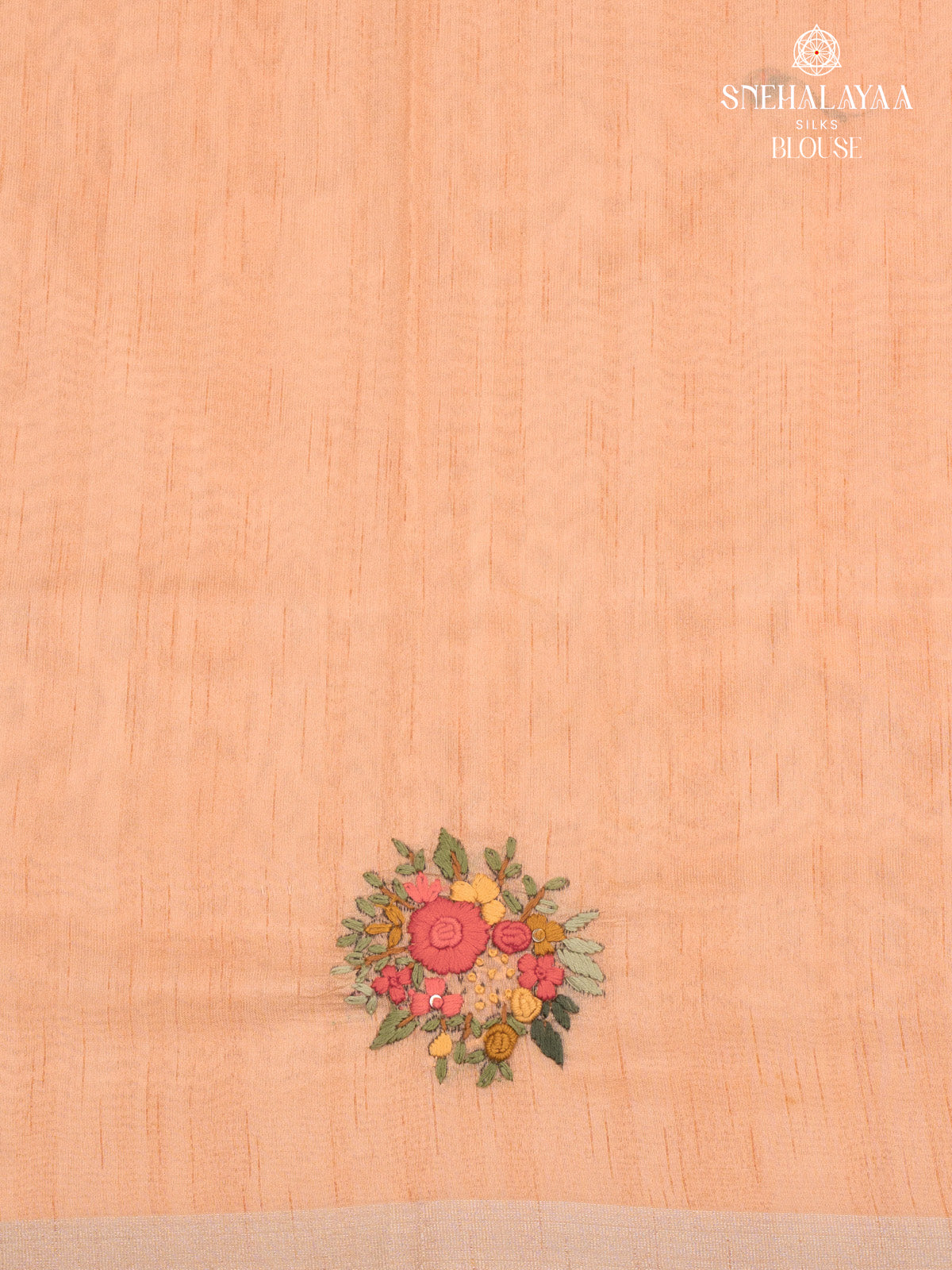 Peach Raw Silk Embroidery Saree
