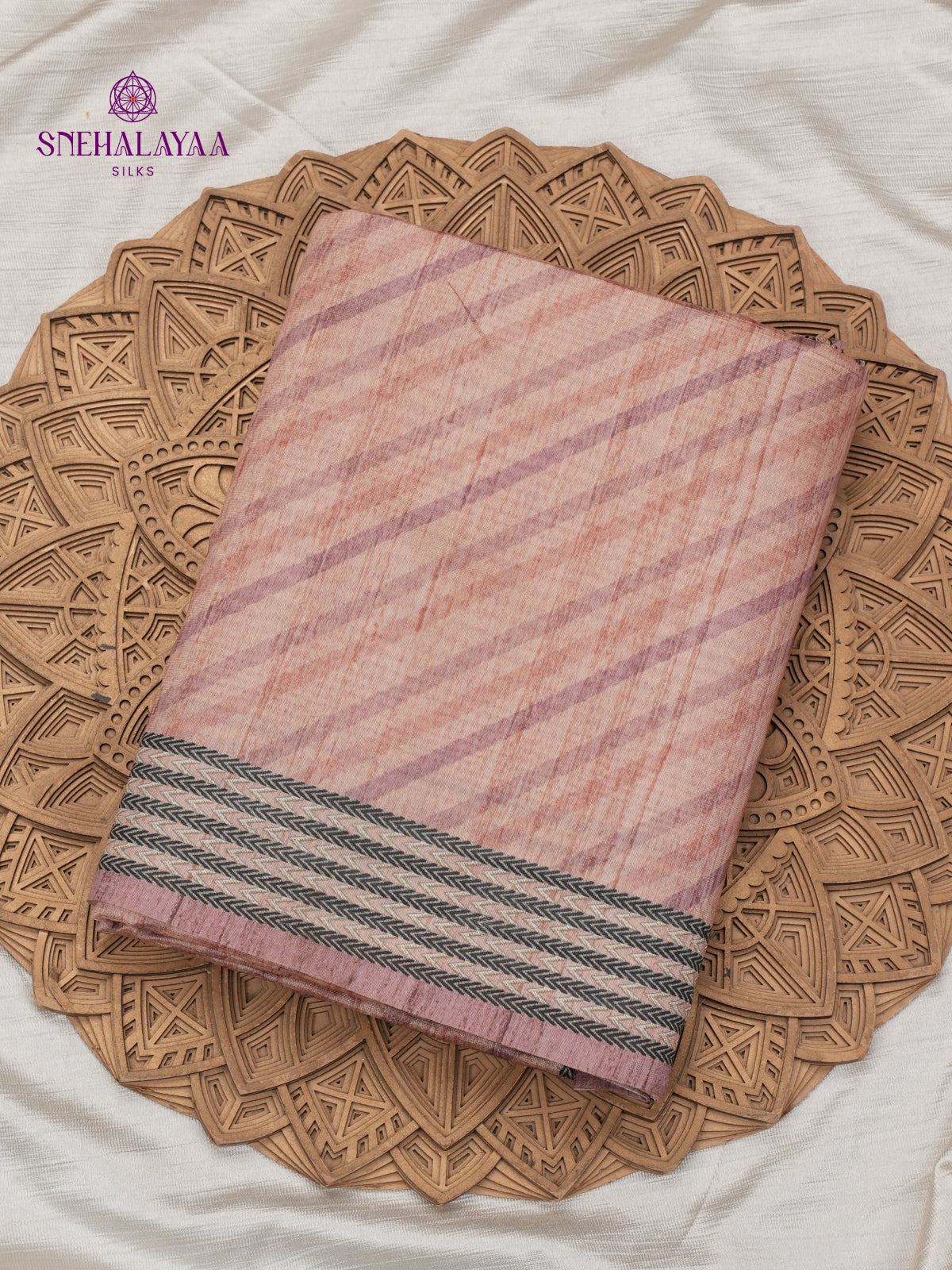 Beige Tussar Embroidery Saree