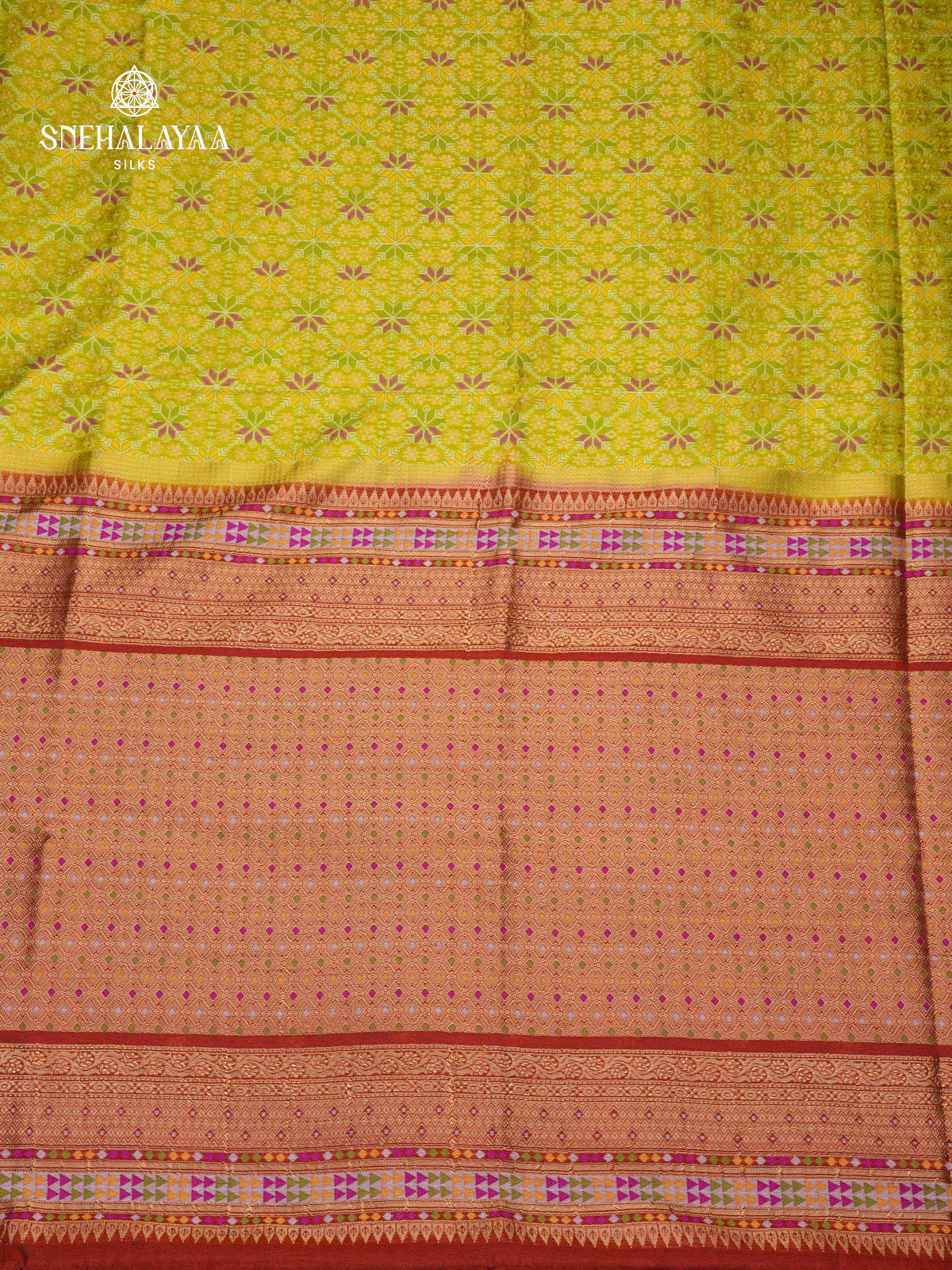 Lemon Yellow Ikat Saree
