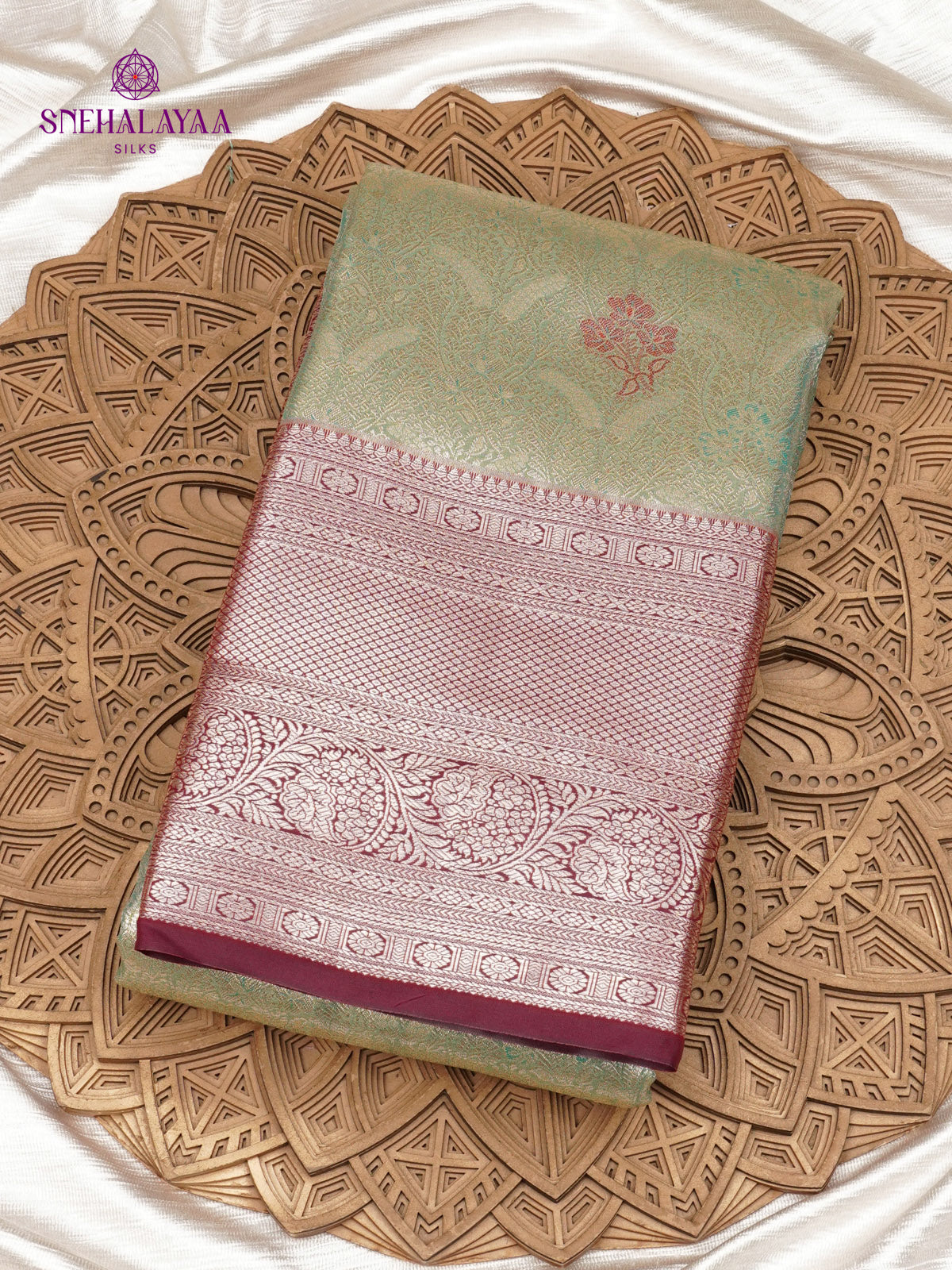 Sage Green Art Silk Saree