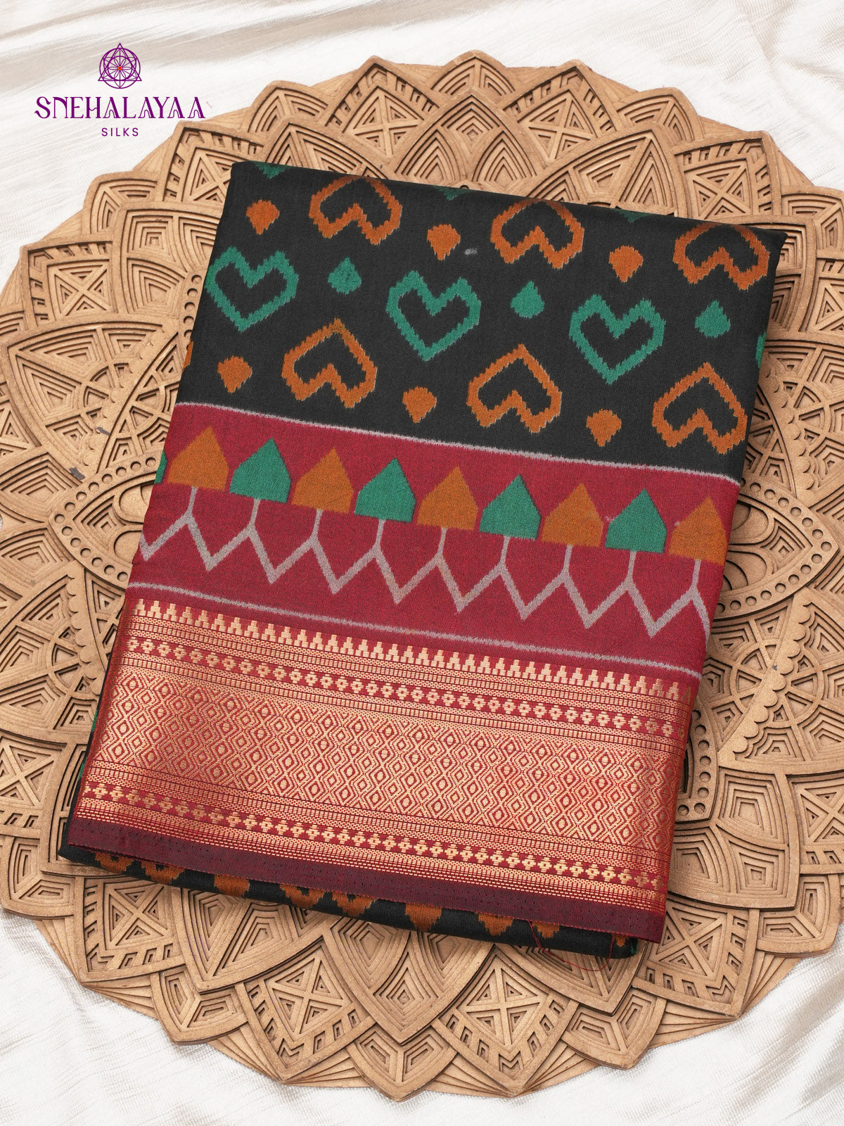 Forest Green Ikat Saree