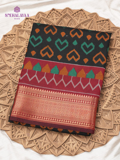 Forest Green Ikat Saree