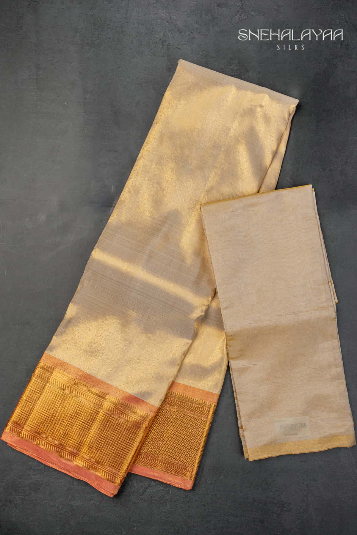 Golden Silk Dhoti Set